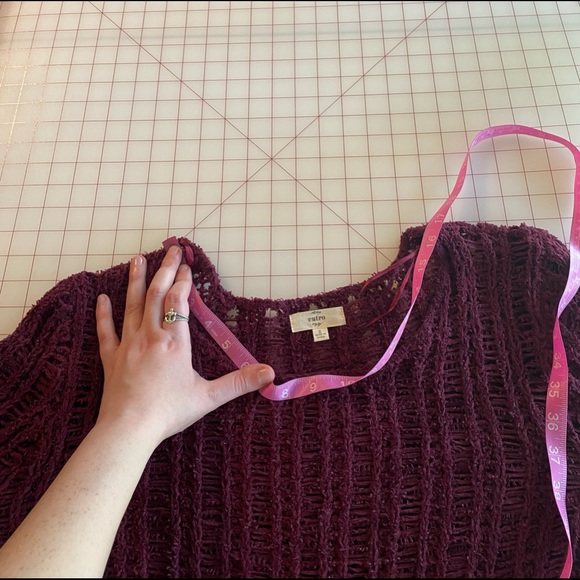 Anthropologie Entro size small burgundy wine purple knit fuzzy boho sweater - Picture 5 of 16